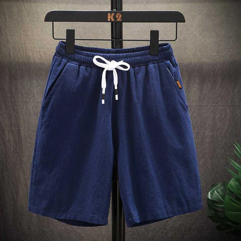 Fashion Loose Elastic Waist Pockets All-match Bandage Casual Shorts Men's 2024 Summer New Oversized Solid Color Shorts