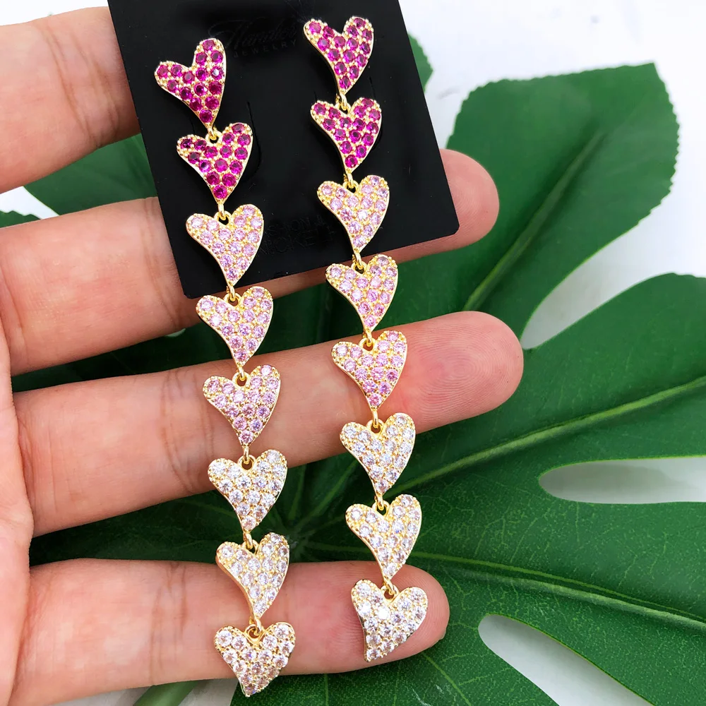 

Missvikki Trendy Heart Shiny Luxury Parure Bijoux Femme Long Pearls Feather Pendant Dangle Earrings For Women Daily Party Show