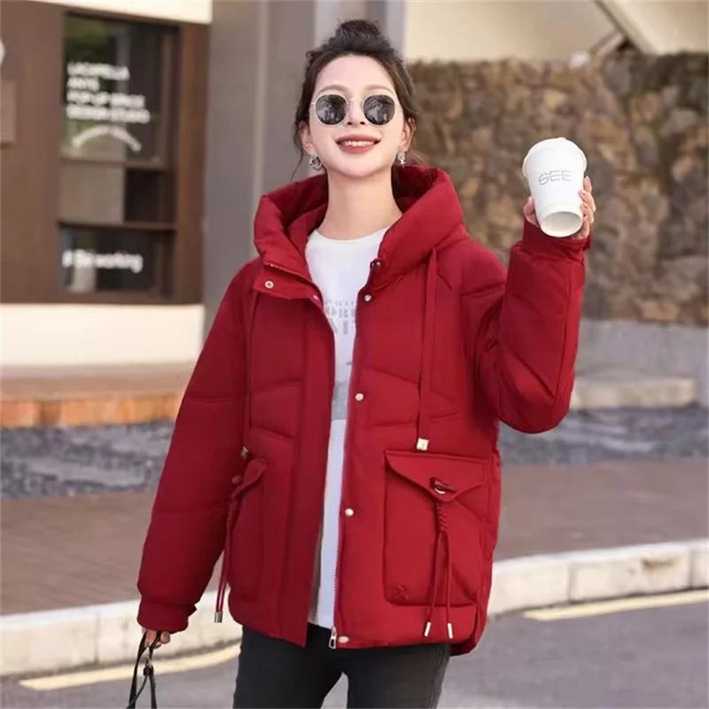 2024 neue Damen jacke Winter Daunen Baumwoll jacke weibliche koreanische Mode Kapuze lose verdicken warme Frauen Mantel kurze Mantel Tops