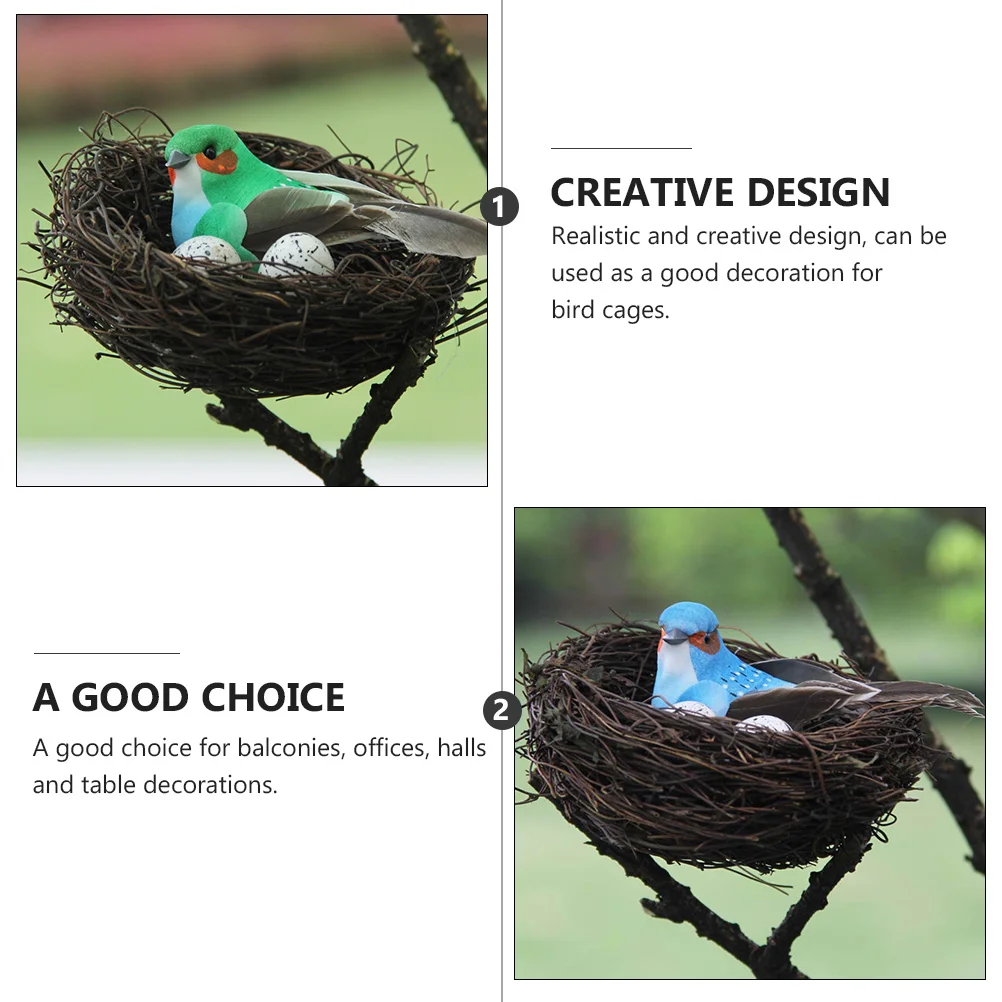 

6 set 6 set Creative Realistic Nest Decor Simulation Eggs Vine Weaving Bird Nest Bird Egg Ornament Decor Props