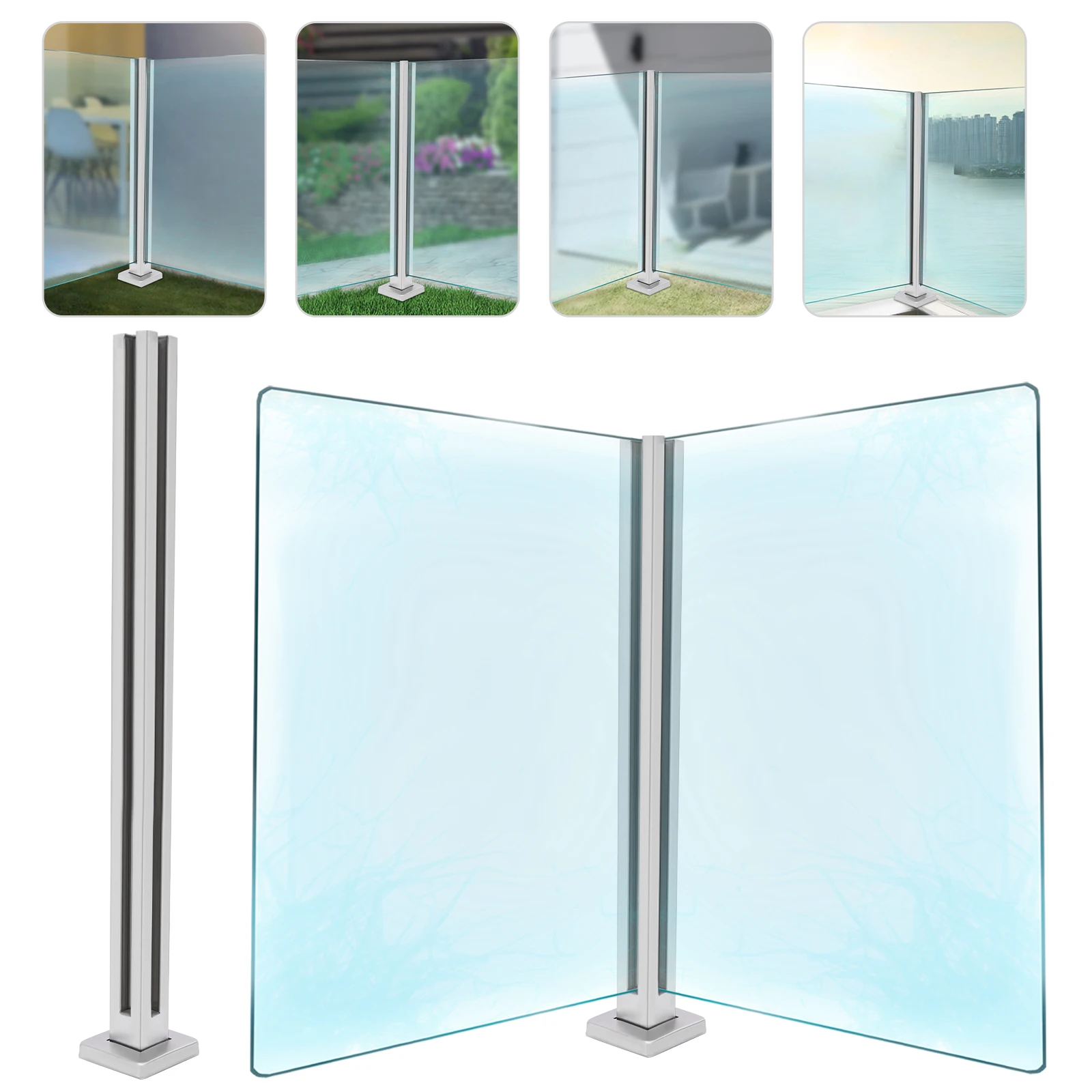 304 Stainless Steel 25.6-inch Glass Railing Column High Load-bearing Corner Column Glass Vertical Frame