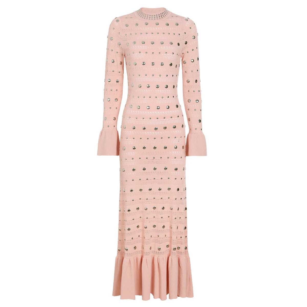 

Высокое качество, весенне-осеннее новое модное женское трикотажное платье с круглым вырезом, облегающее металлическое платье с длинными рукавами