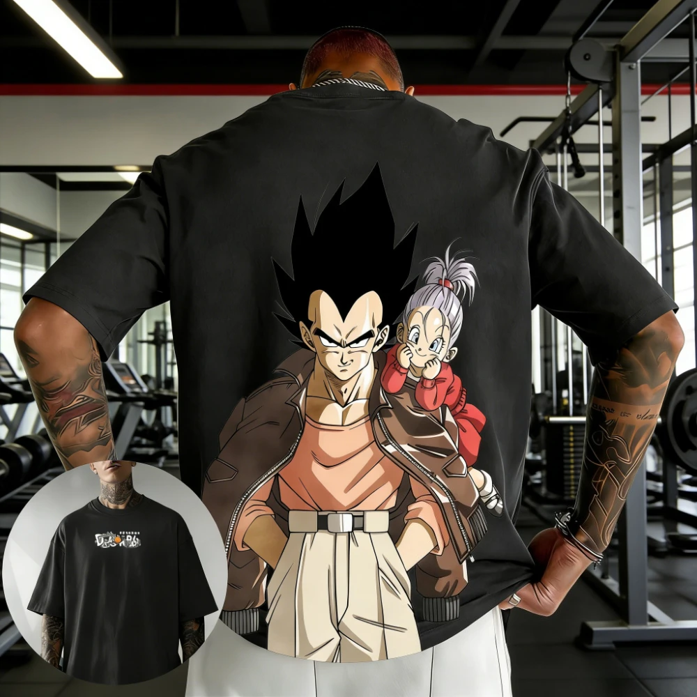 

Новая футболка Dragon Ball 2026: семейный комплект с принтом Вегеты, повседневная свободная футболка для родителей и детей, для спортзала и уличной моды