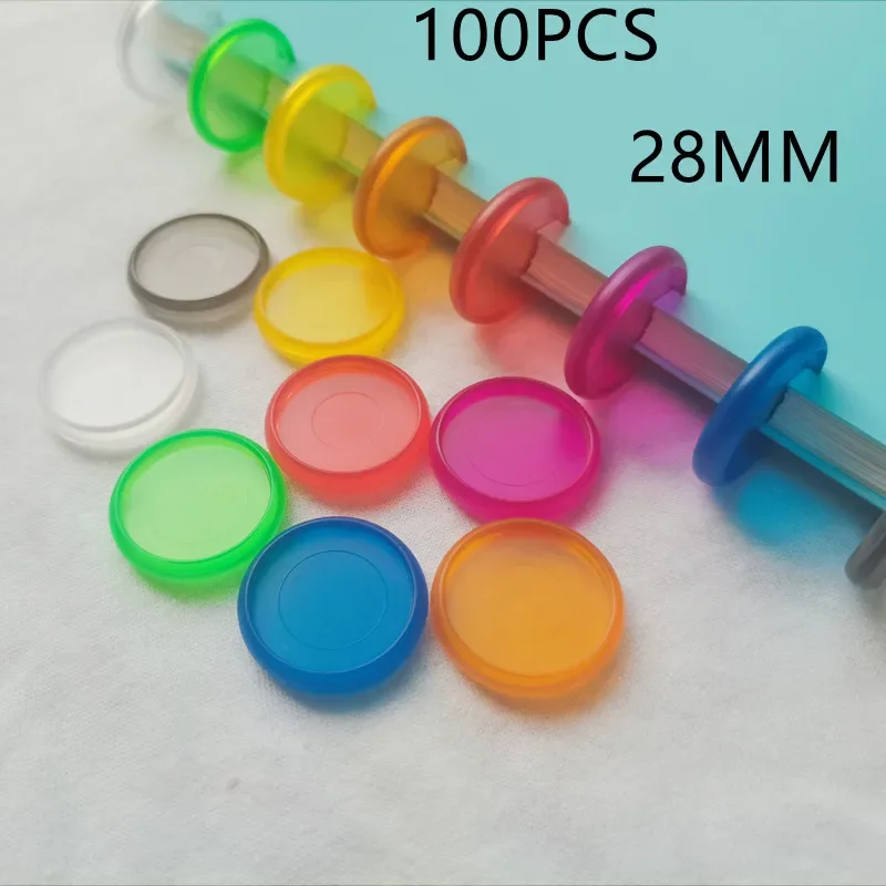 100PCS28MM transparent frosted plastic binding buckle, loose-leaf mushroom hole plastic binding CD.