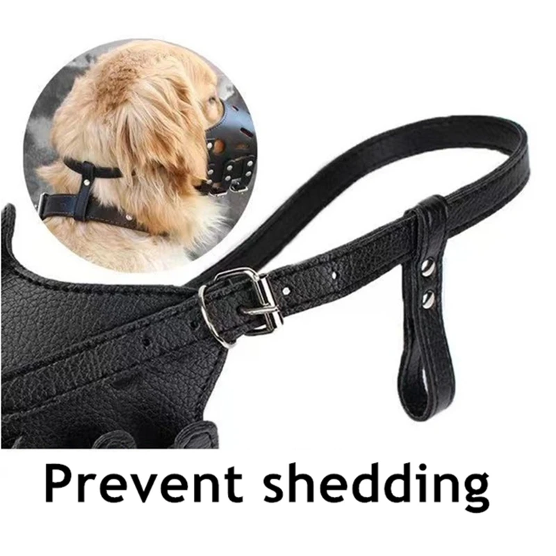 Pet Dog Muzzle Adjustable Breathable PU Leather Muzzles Stop Biting Barking Chewing For Small Medium Large and X-Large Dogs