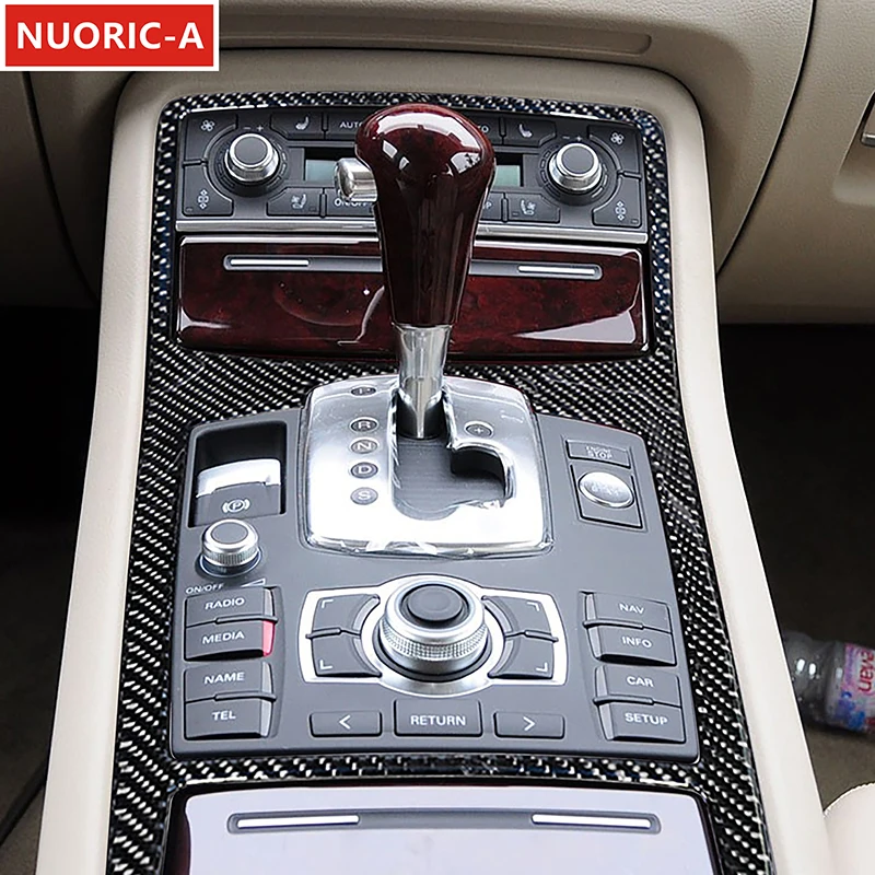 

Carbon Fiber Center Console Gear Shift Frame Decoration Cover Trim For Audi A8 2004-2012 Car Styling Interior Accessories