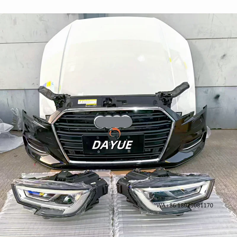 

Б/у комплект: передний бампер, радиатор, фары, капот для Audi A3 (2017-2020), пластиковые детали, универсальная установка, крепление на болтах, 1 шт.