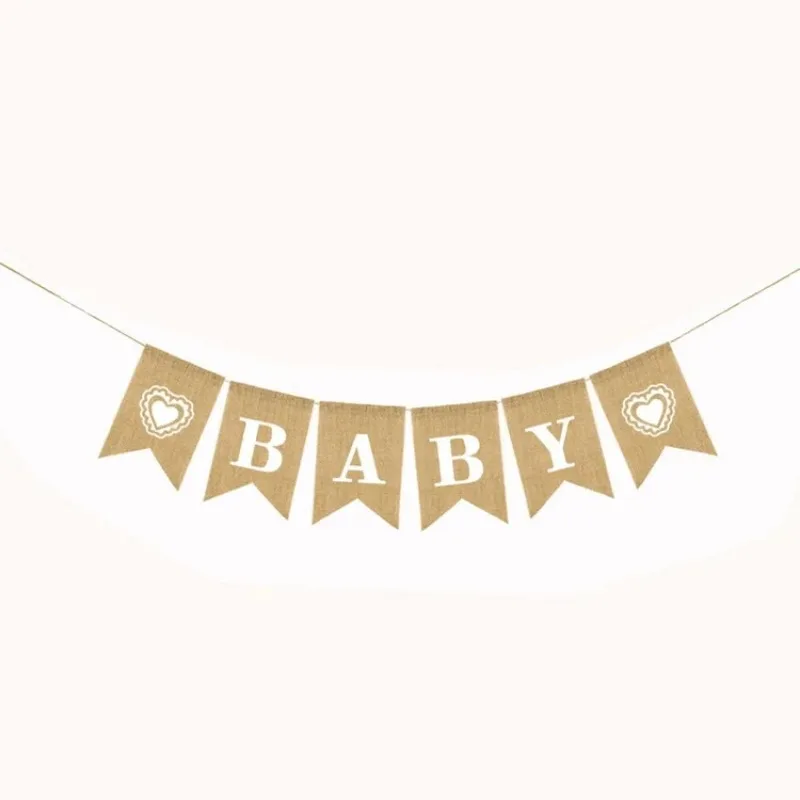 Linen Welcome Baby Banner Wall Garland for Baby Shower Gender Reveal Party Photo Props Kids Birthday Party Decorations