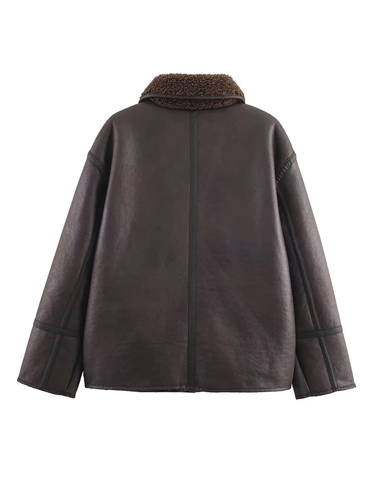 HH Women New Fashion Lapel Single Breasted Pocket Decoration Long Sleeve Warm Jacket Female Autumn Winter Casual Street Jackets