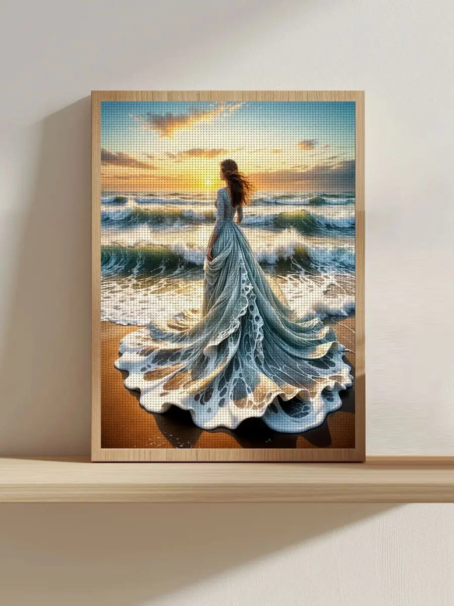 1 Stück 30x40CM Kreuzstich-Set mit Motiv „Am Meer“ DIY-Set 11CT/14CT DIY-Stickset DIY-Kreuzstich-Set – Detail 1