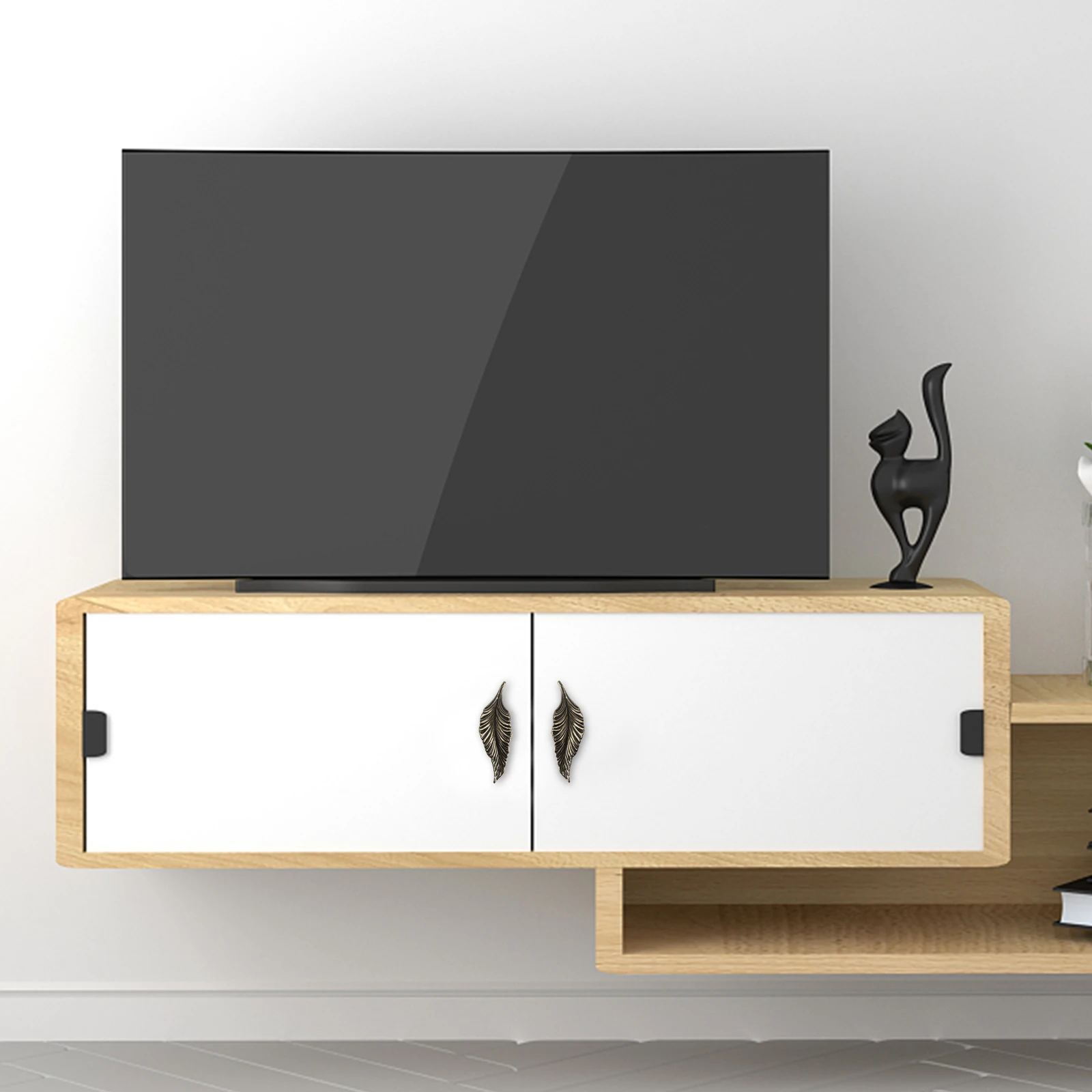 

2pcs Leaf Shaped Cabinet Handle Zinc Alloy Retro Drawer Pull For Home Furniture Wine Cabinet Door Knob Decorative Handle