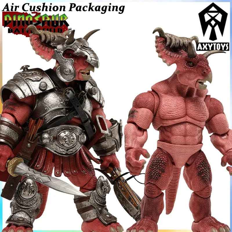 

AXYTOYS Genuine Dinosaur Battlelfield Series Grass Eating Empire Camp Cosmoceratops Red Dinosaur Man Action Figures Model Toys