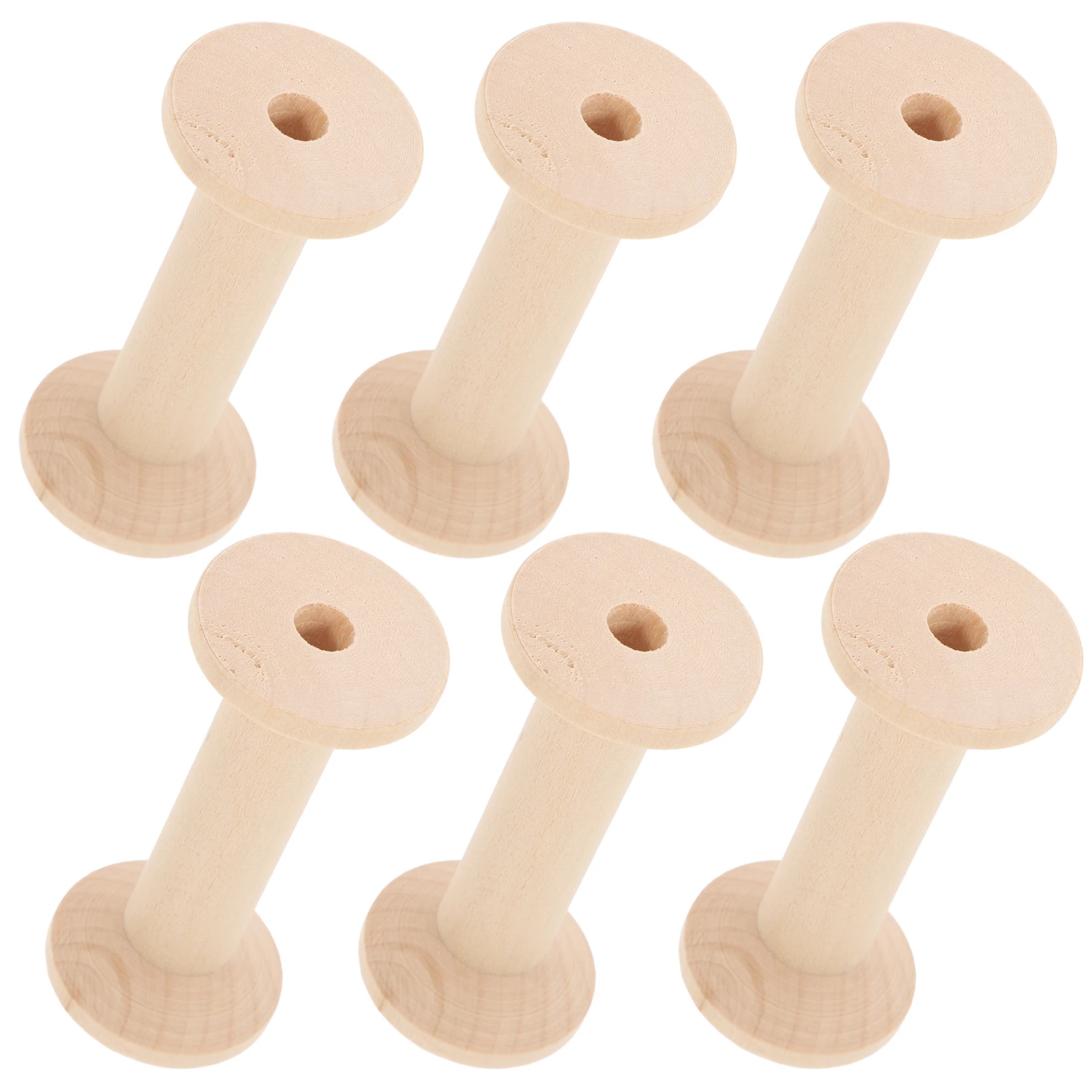 

6pcs Natural Wood Sewing Bobbin Spools Unfinished Thread Spool for Craft Large Size Embroidery Tools Parts wire weaving bobbin