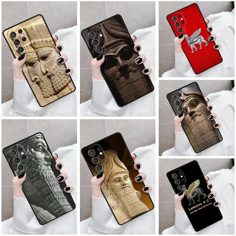 Phone Case For Samsung Galaxy S24 S23 S21fe S22 Ultra Plus Note 10 20 S8 S9 S10 Cover Assyrian Lamassu Winged Bull