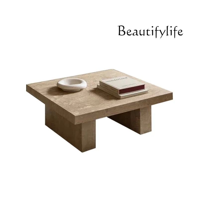 

A Natural Travertine Square Coffee Table Home Living Room Marble Coffee Table Designer High Sense