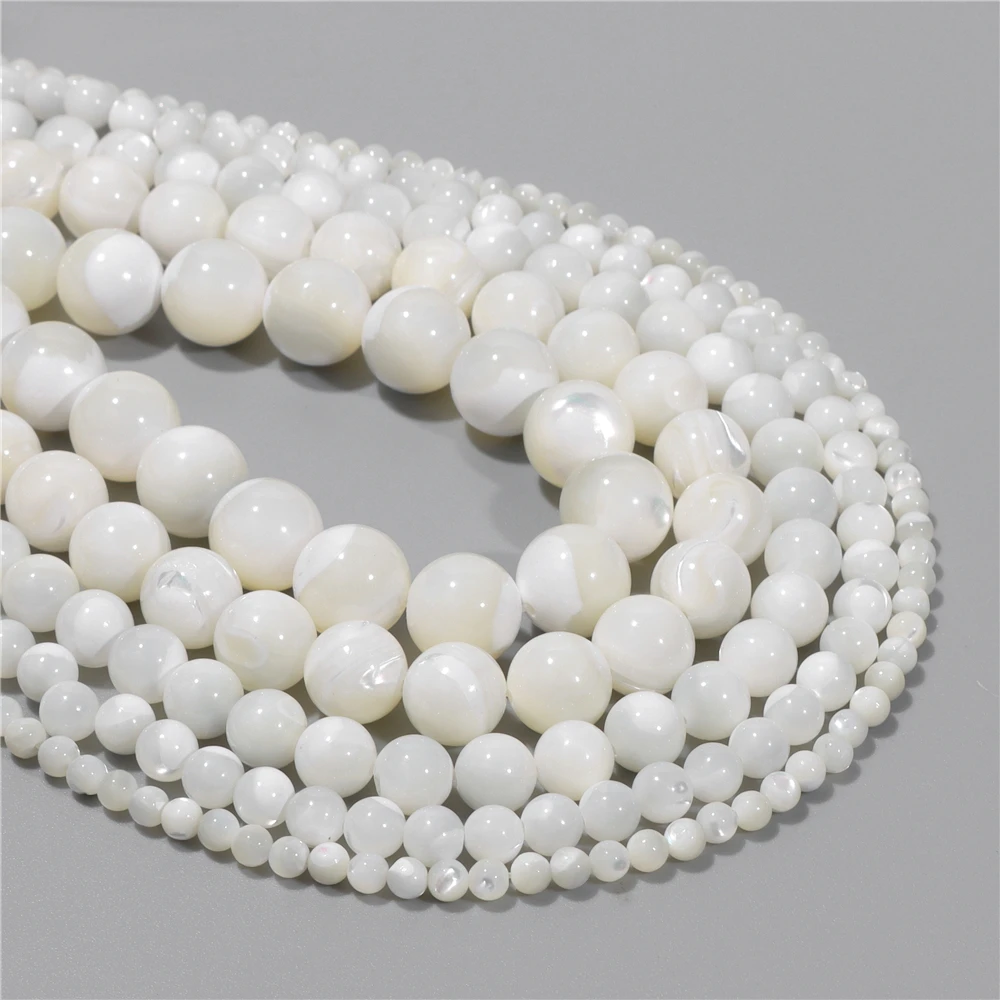 6/8/10/12mm Round Trochus Shell Bead Natural Mother Of Pearl Seashells Beads For Jewelry Making DIY Necklace Bracelet Accessory