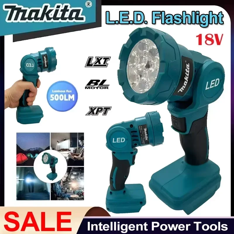Makita 21VYYD Outdoor Handheld Spotlight Work Light LED Flashlight, Cordless 18V Lithium Battery Rechargeable Lantern.