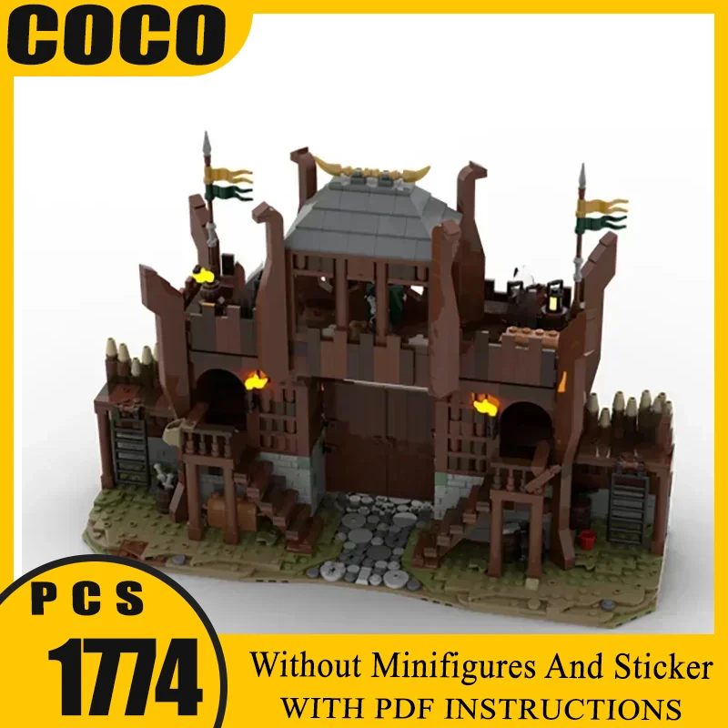 

Moc Building Blocks Magical Rings Movie Gates Of Edoras Model Technology Bricks DIY Medieval Times LOTR Castle Toys