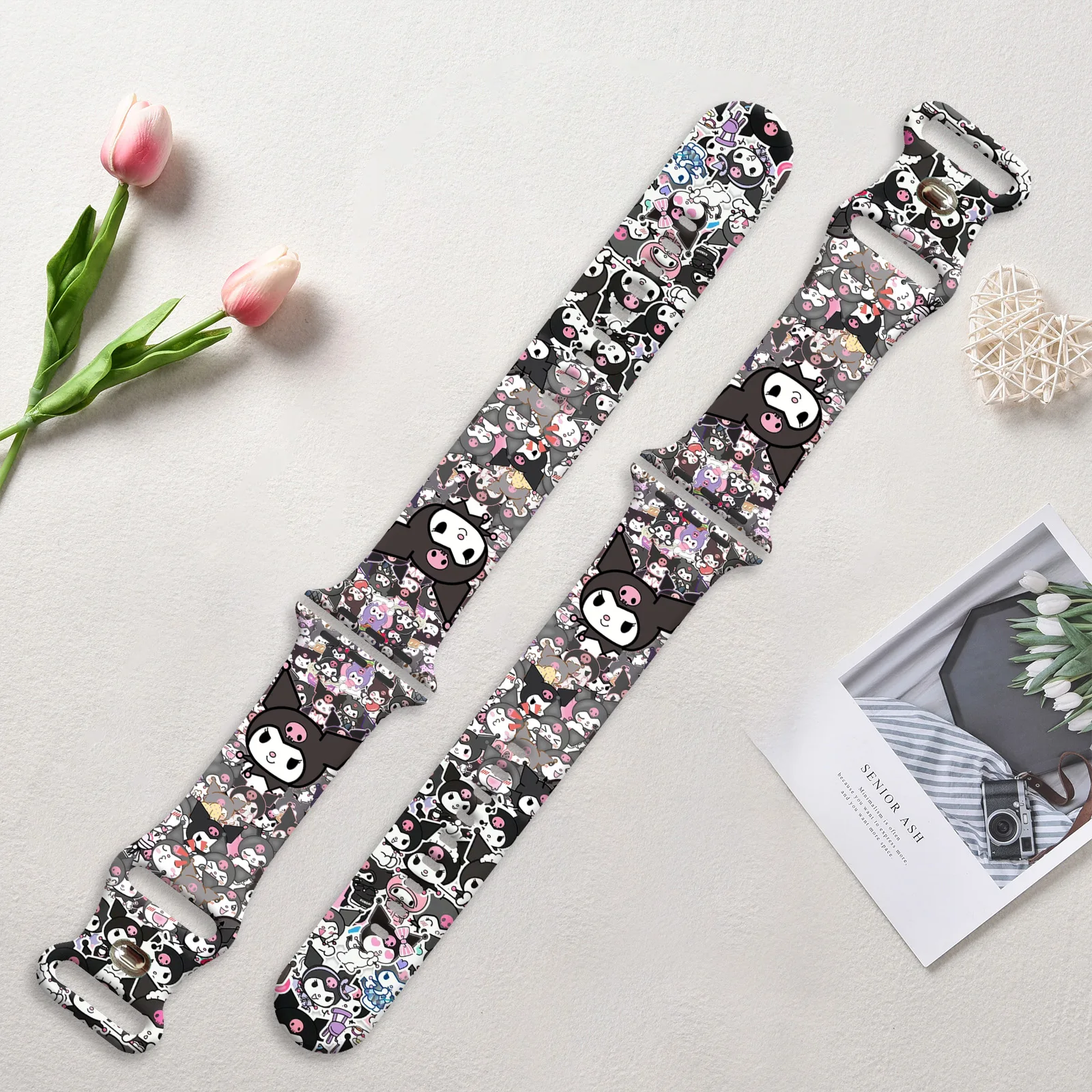 حزام مطبوع من سلسلة سانريو الصغيرة لساعة أبل 11 10 9 8 SE سوار من السيليكون قابل للاستبدال لساعة iWatch 46 مللي متر 42 مللي متر 41 مللي متر 40 مللي متر #5