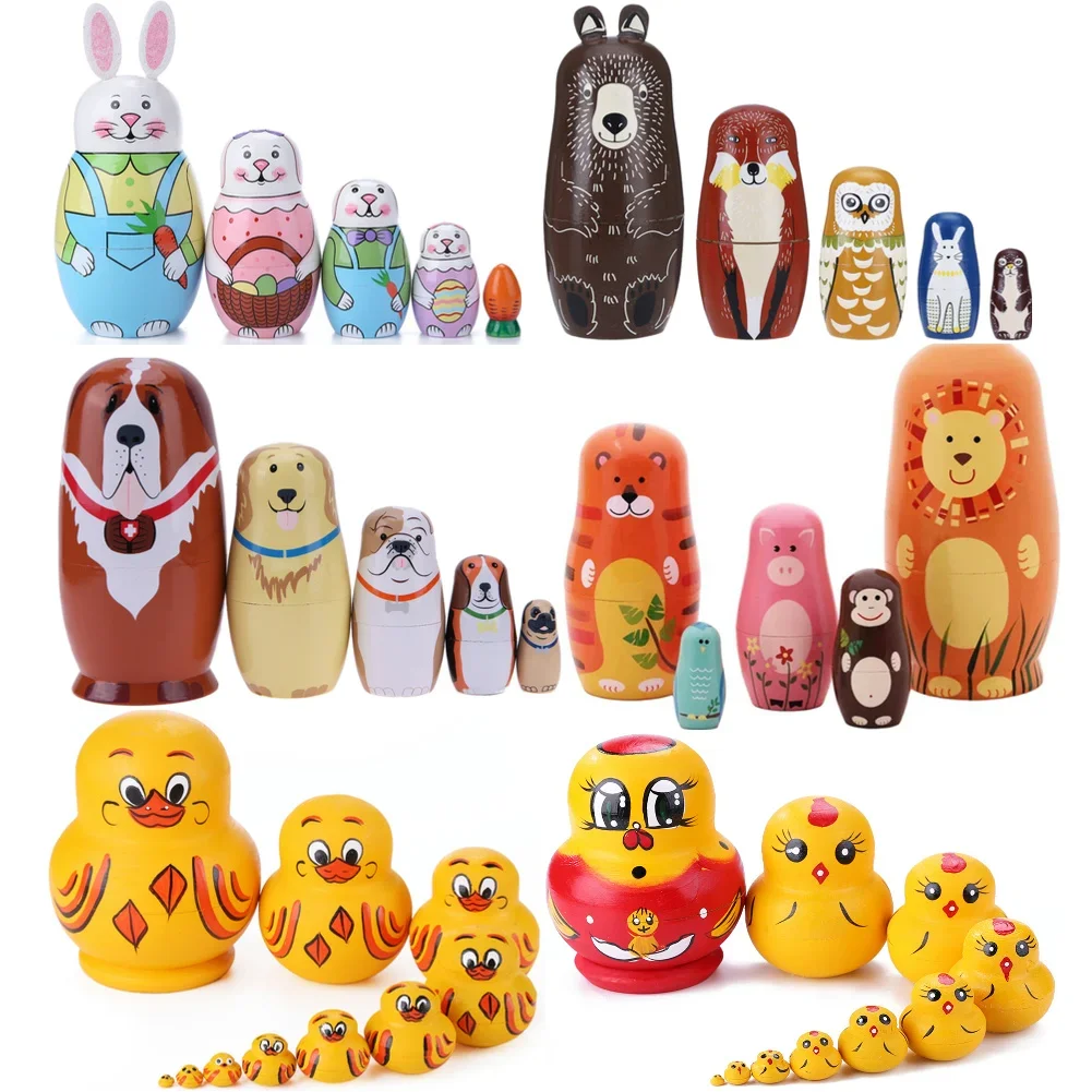 5 Layer Hand Painted Set Toy Creative Nesting Russian Dolls Matryoshka Doll