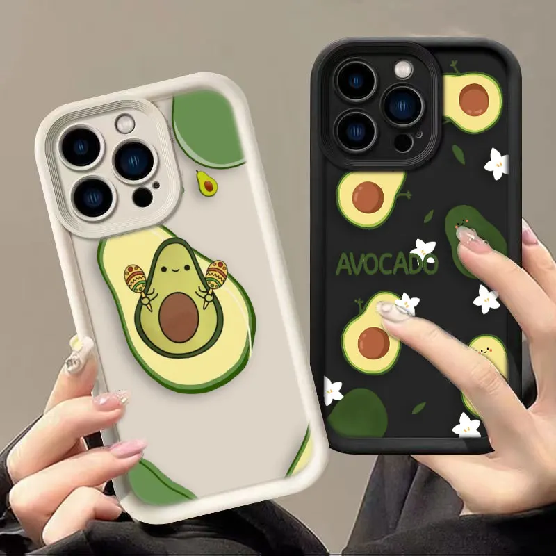 Simple Fruit Avocado Luxtury Phone Case For iPhone Apple 15 14 12 13 11 Pro 8 7 SE Plus X XR XS Max Soft Case Funda Capa Shell