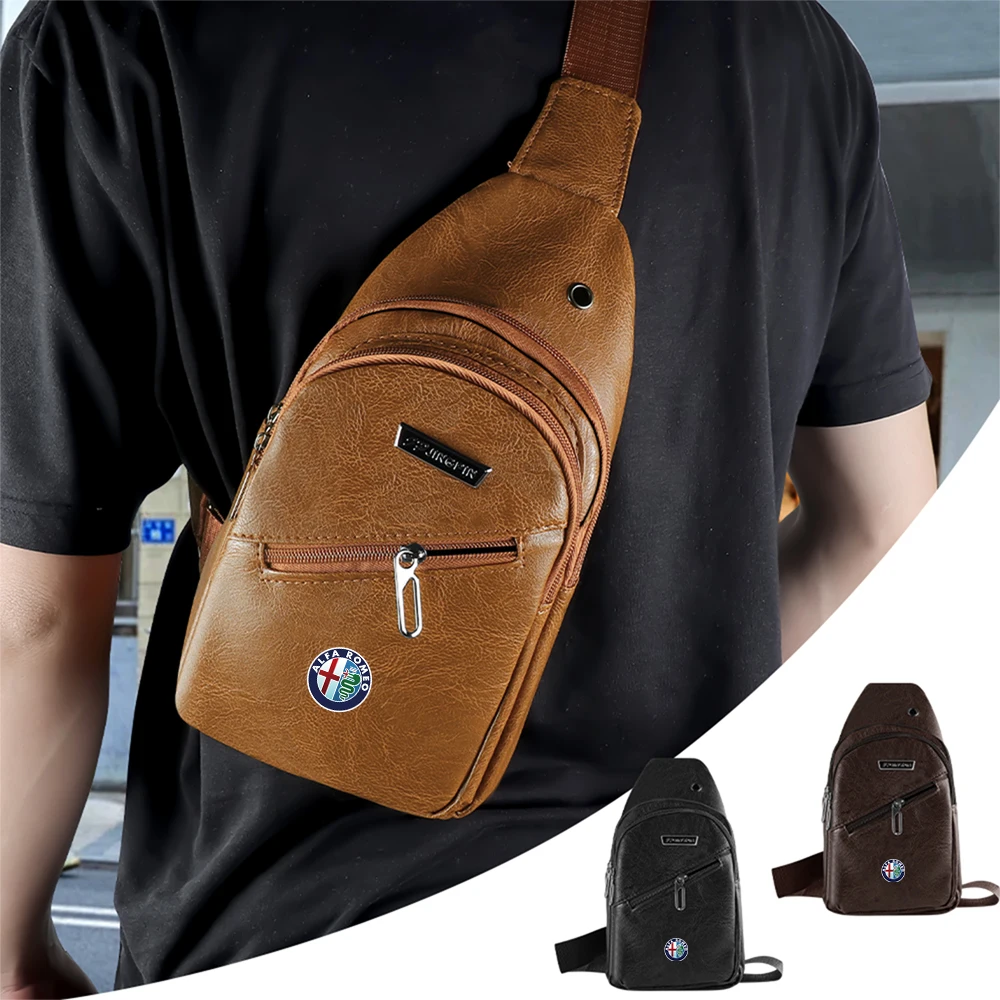 Bolso de pecho de cuero PU para hombre y mujer, bandolera, mochila de un solo hombro para Alfa Romeo Sportiva 159 Giulietta, accesorios para automóviles