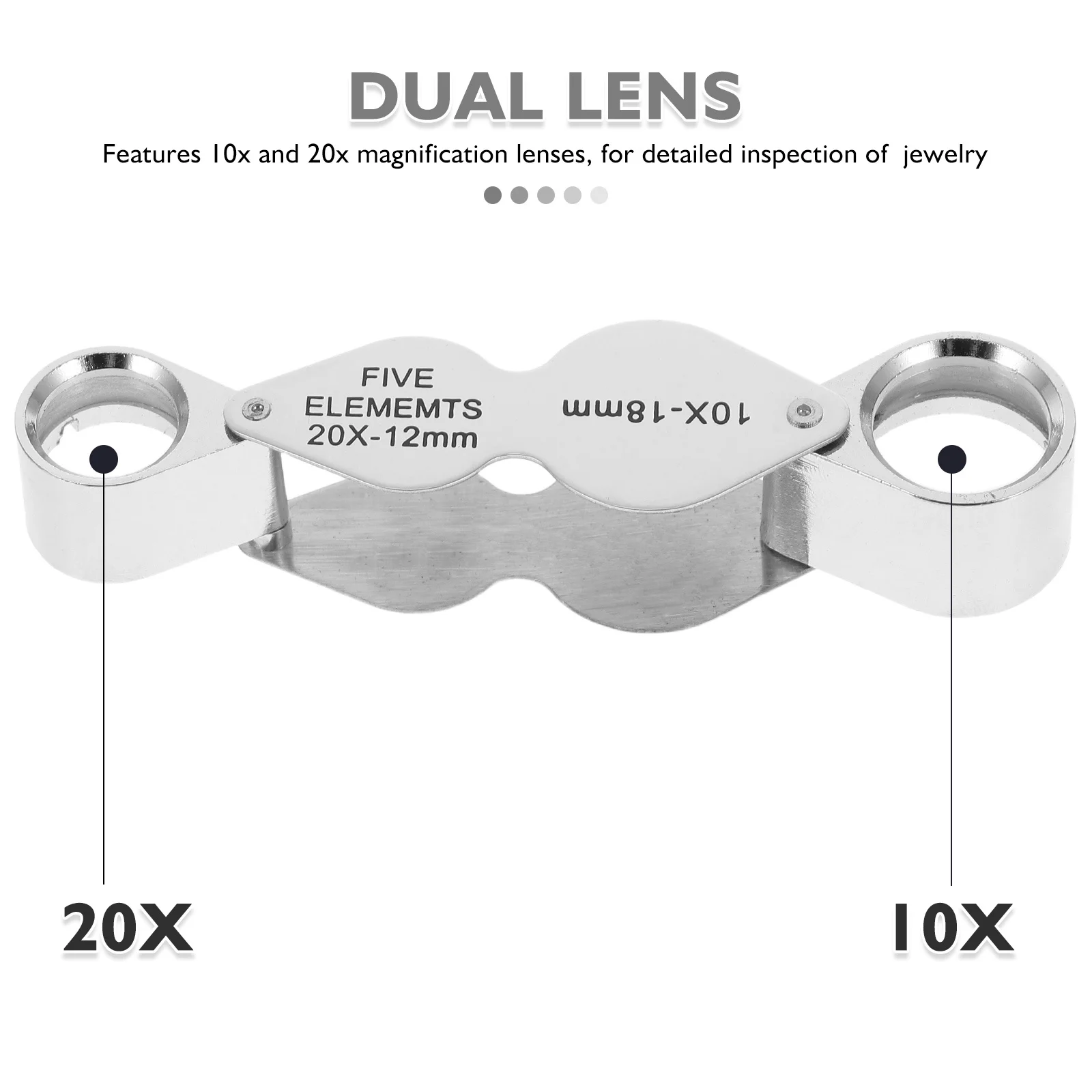عدسات عين المجوهرات 10 × 20 × عدسات زجاجية بصرية مدمجة محمولة لهواة فحص المجوهرات بالأحجار الكريمة المفصلة #3