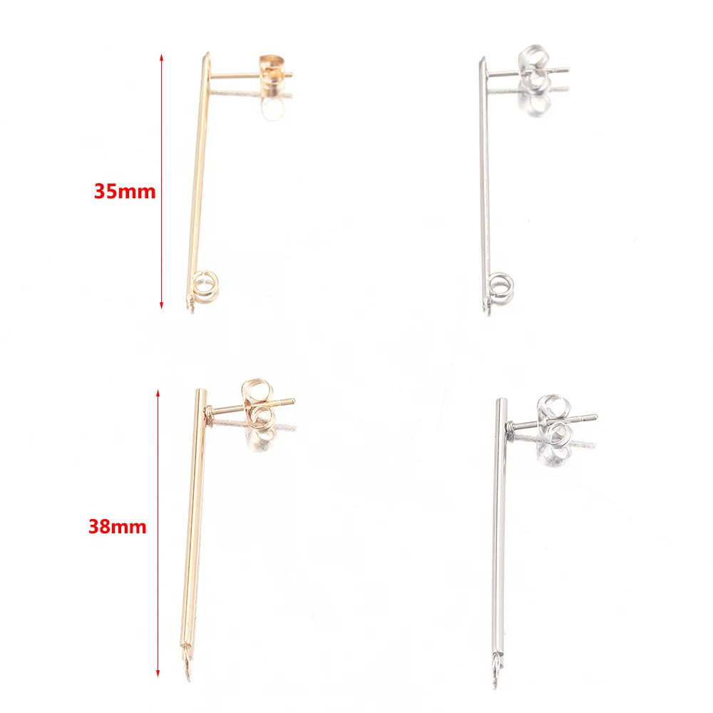 10pcs 18K Gold-Plate Stainless Steel Earrings Findings Stud Earring Pendant Connectors for DIY Jewelry Making Wholesale Women