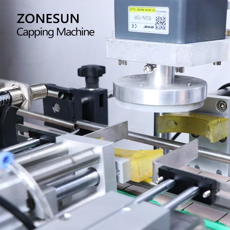 ZONESUN Automatic Glass Jar Capping Machine Twist-Off Screw Capper with Conveyor Belt for Jam Honey Sauce Bottle Packing