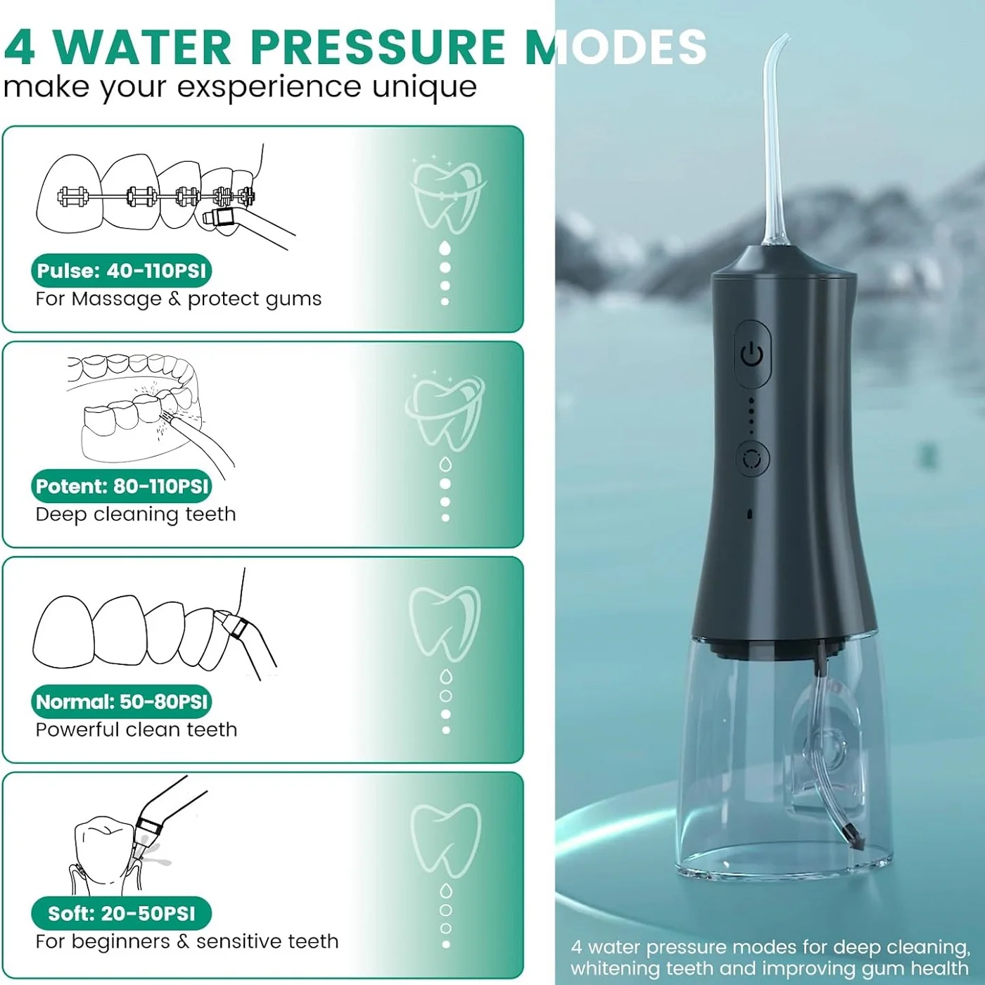 Ship From UAS Oral Irrigator Wireless Portable Electric Tooth Cleaner 265ml Dental Shower Waterproof Cleaning Teeth Flosser