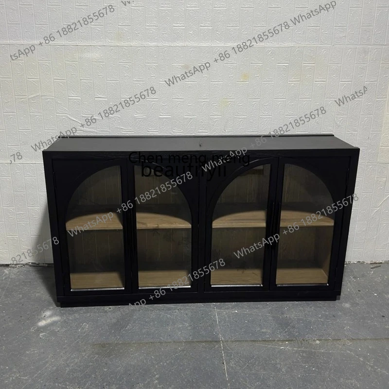 

X Solid wood TV cabinet Modern simple living room arch floor cabinet storage, light luxury dining side cabinet