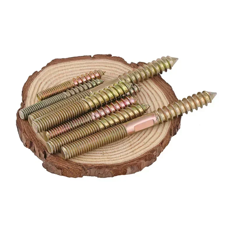 1/2/3/4/5/8/10Pcs M6 M8 Hanger Bolt Wood To Metal Dowels Double Ended Furniture Fixing Self Tapping Screws Wood Thread Stud
