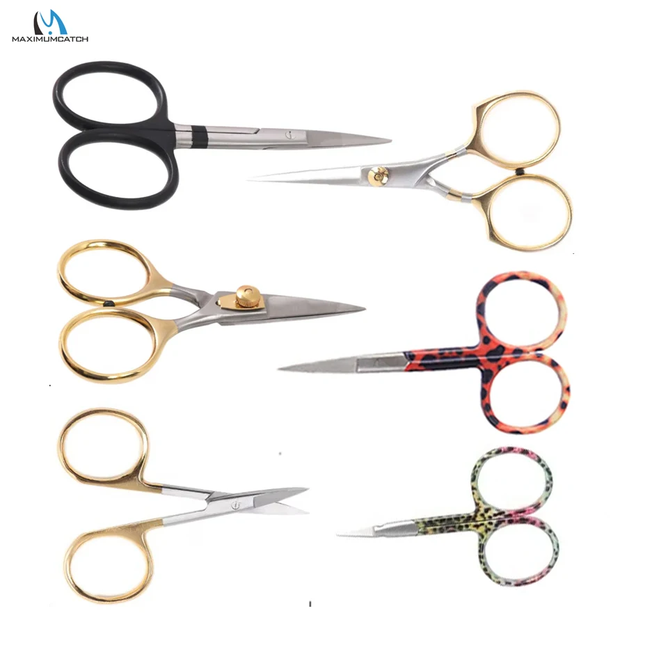 MAXIMUMCATCH Adjustable Serrated Straight Fly Tying Scissors Tungsten/Stainless Steel Carbide Blade Fishing Scissors