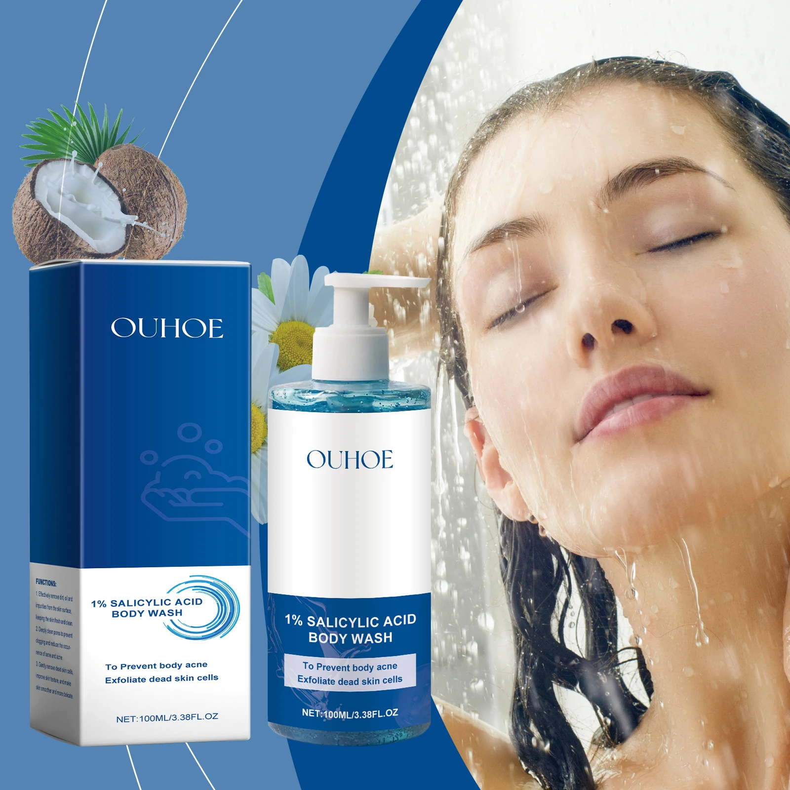 Salicylic Acid Body Wash Deep Cleaning Acne Brightening Exfoliator Nourish Shrink Pores Bath Shower Gel Repair Chicken Skin Care