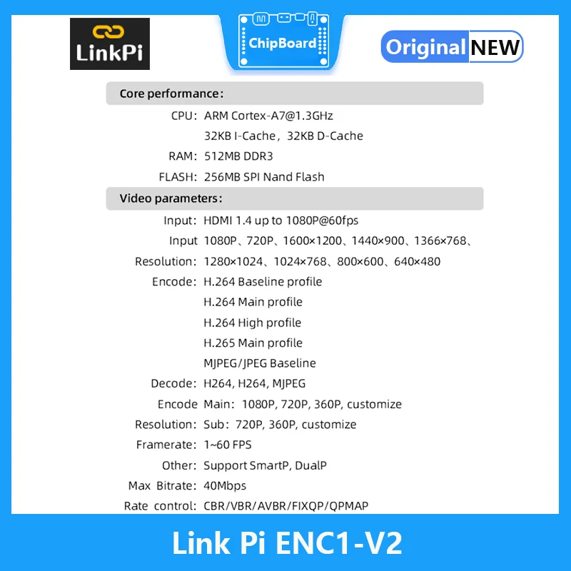 Link Pi ENC1-V2 Hisilicon Hi3520DV400 HDMI кодер-декодер HD SR/RTMP/RTSP/ONVIF/HLS прямая трансляция с поддержкой YouTube, Facebook