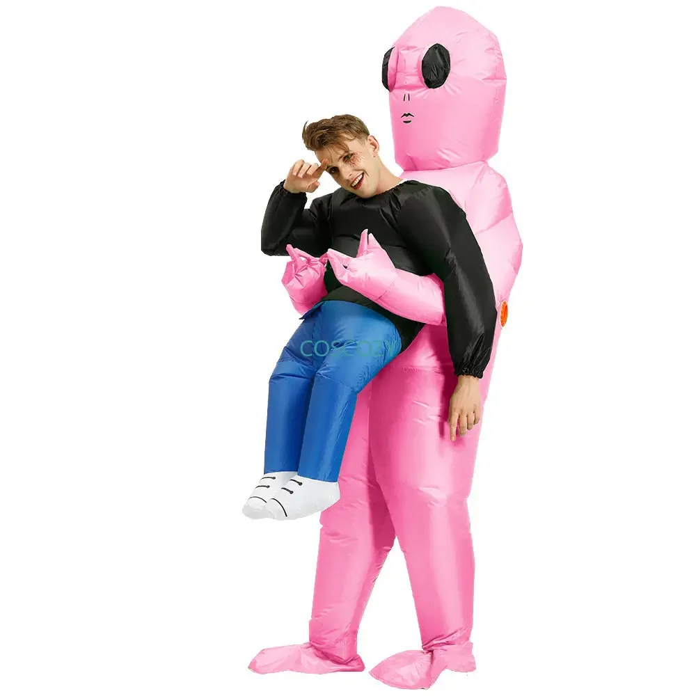 Kids Adult Pink ET Alien Cosplay Costume Inflatable Alien Suits Dress Mascot Halloween Party Carnival Adults Boys Girls Gift