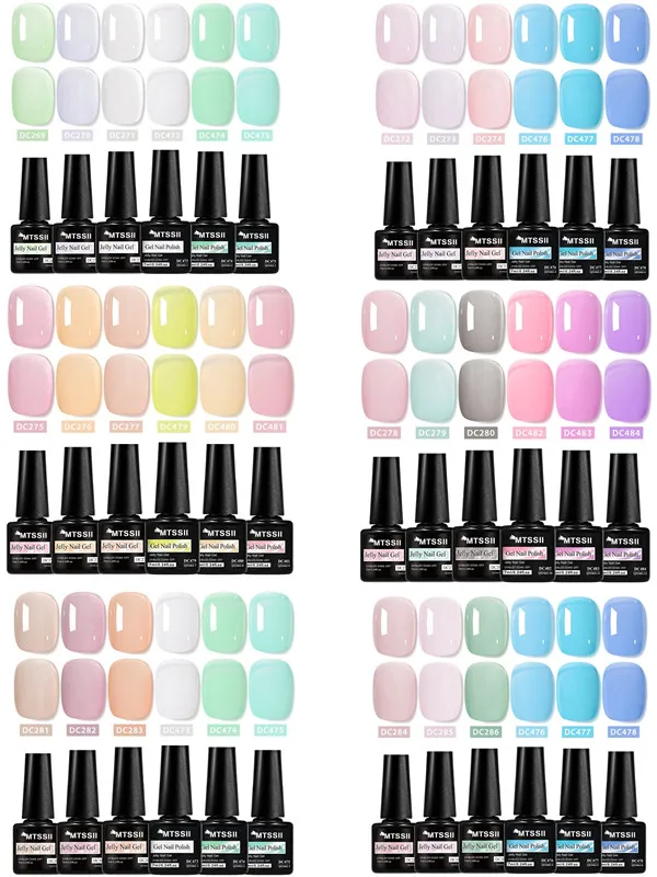 

6pcs Matcha Green Blue Jelly Gel Nail Polish Set Summer Nails Sheer Translucent Nail Gel Soak Off UV Led Varnish Nail Supplies