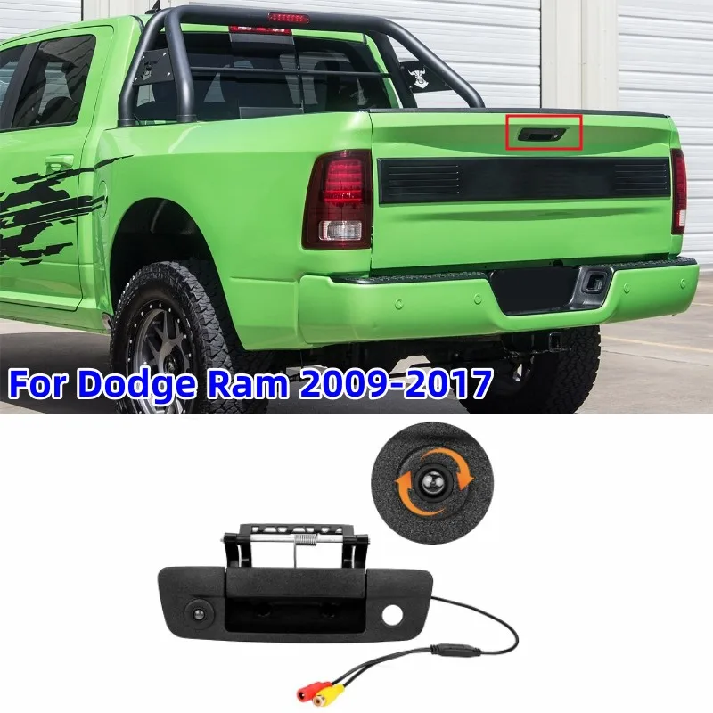 Car Tail Gate Reverse Handle with Camera Tail Door Trunk Handle Rear View Camera Fit for Dodge Ram 2009-2017