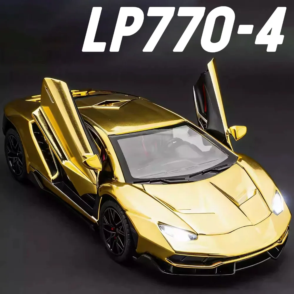 1:24 Scale LP770-4 Revuelto Cars Model Alloy Toy Light Sound Miniature Supercar Wheel Pull Back Vehicle Kids Hobby Gifts