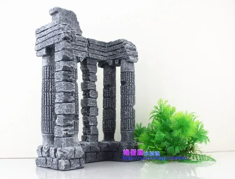 Fish tank landscaping decoration, ancient Greek Atlantis creative aquarium set, large square Roman column Hot sales