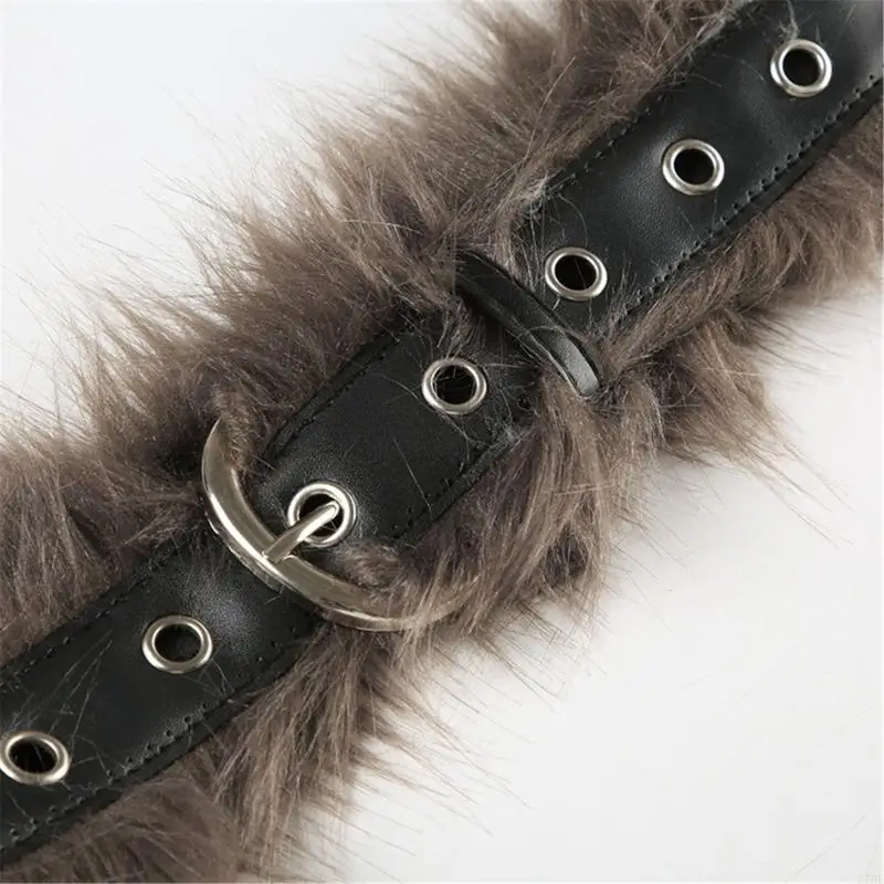 77HE Modern Plush Leather Waist Belt Luxurious Fashion Innovation Trendy Waistband