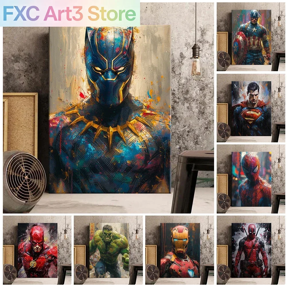 1 lienzo sin marco, póster de los Vengadores de Marvel, lienzo con impresión artística para pared, Spider-Man, Capitán América, Hulk, Mural artístico, decoración del hogar, Bi