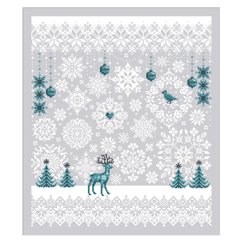 Falling Snow cross stitch kits deer animal aida fabric 18ct 14ct 11ct silver canvas cotton thread embroidery kits DIY craft set