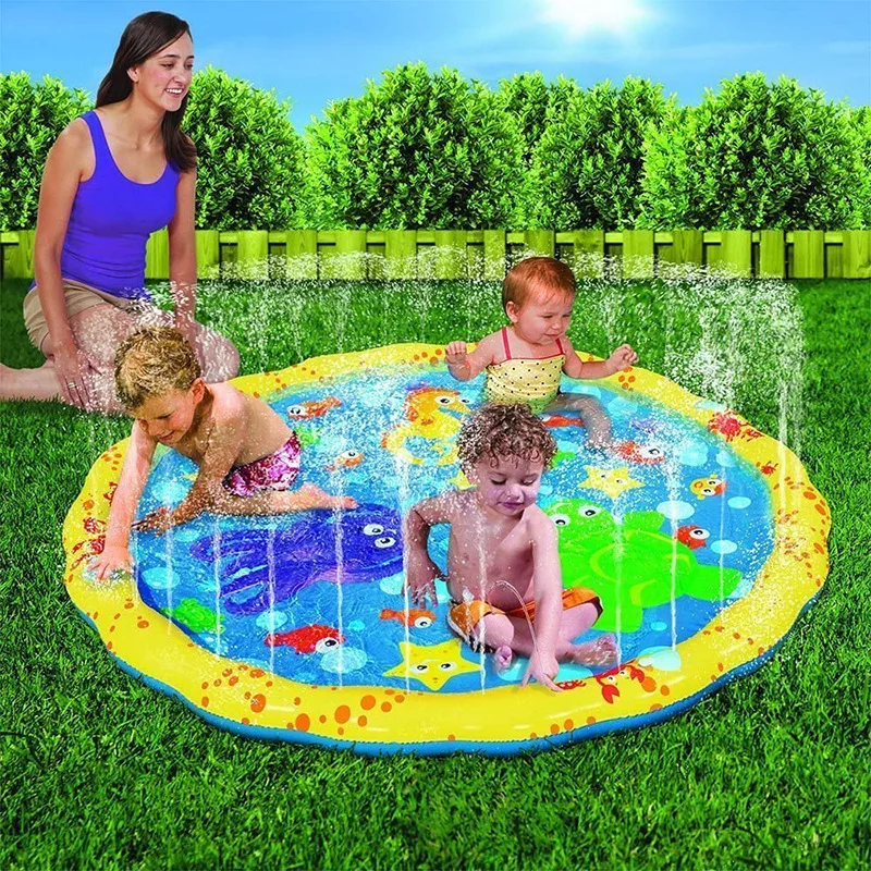 Children's Inflatable Toys Yellow Ocean Sprinkler Mat Outdoor Lawn Sprinkler Play Mat Parent-child Interactive Water Play Toys