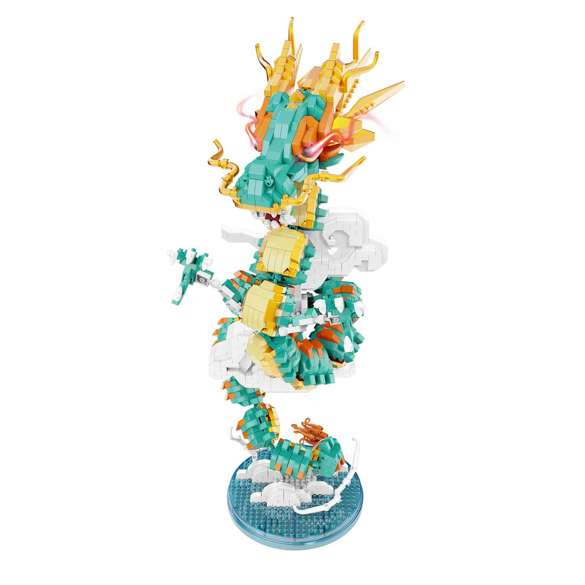 Creative China God OF Dragon Building Brick Chinese Divine Beast Micro Diamond Block Assemble Model Toys Collection Nanobricks