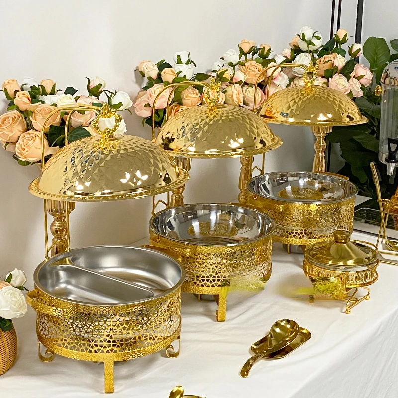 

Party wedding gold 8L hot pot restaurant buffet set food heater hotel