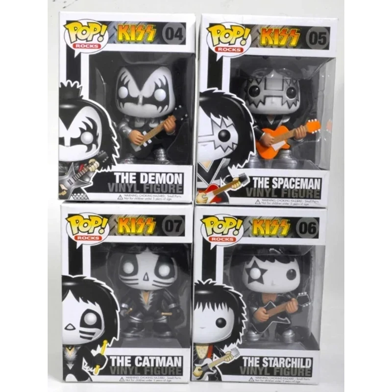 FUNKO POP     ROCKS KISS O DEMON # 04 ESPACEMAN # 05 ESTARCHILD # 06 CATMAN # 07 Brinquedos de coleção de modelos de bonecos de ação para crianças