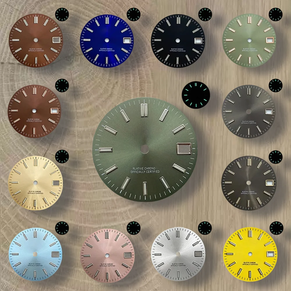 

28.5mm High Quality S Logo NH35 Dial sunray Dial Day just Mod fit NH35/NH36 Movement Fit 3/3.8 o'clock Crown NH35 Accessories