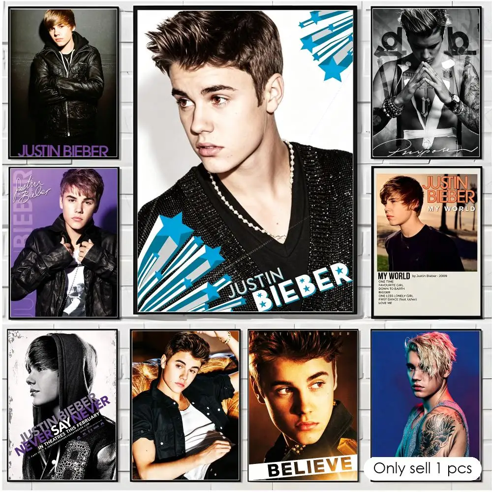 Singer J-Justin Bieber Poster Trendy Aesthetic Wall Art high-end Bedroom Home Cafe library Decor
