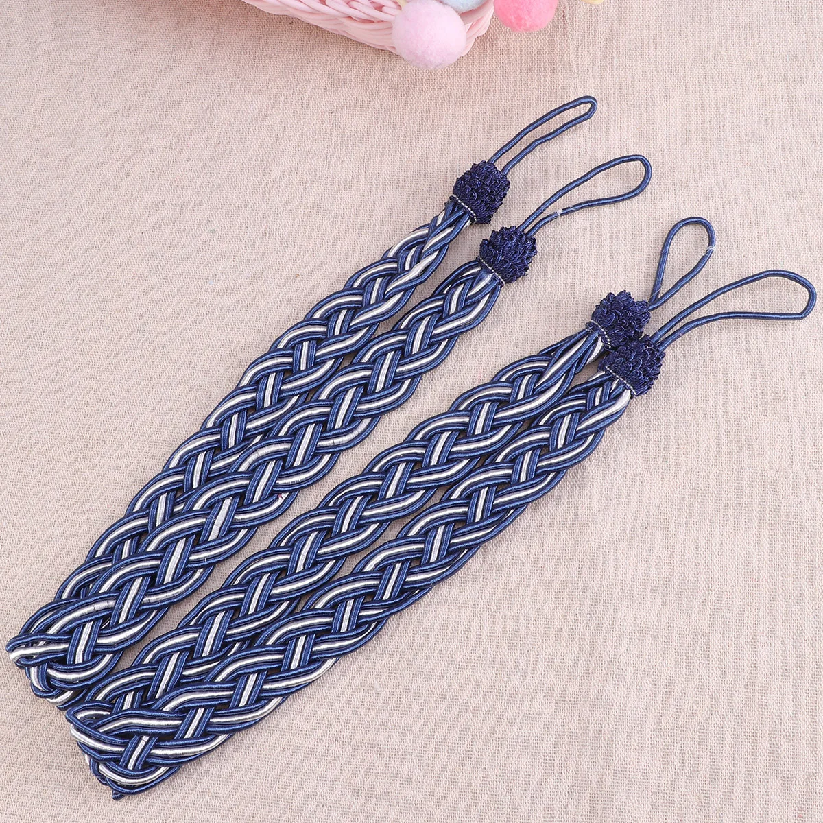 

2pcs Tie Backs Knitted Rope For Medium Thick Drapery Window Holdback In Royal Blue Drapery Tie Backs Clips Rope Curtain Holders